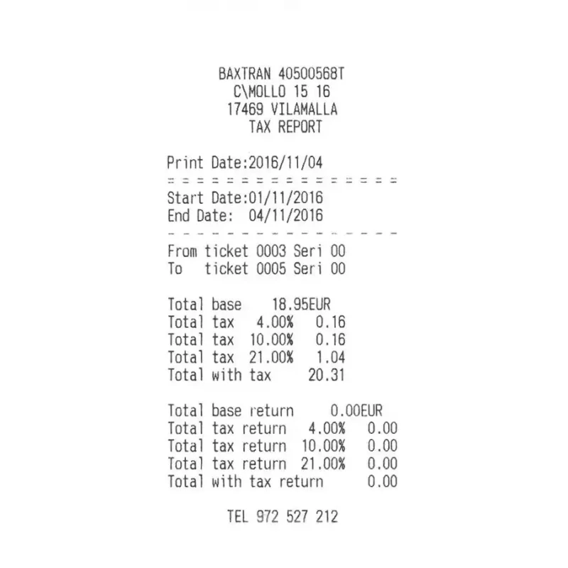 Balança comercial com ticket RTI - Baxtran | Ticket, CE-M, 6/15/30 kg