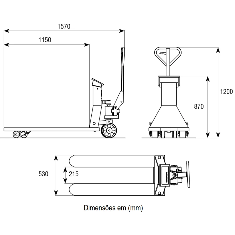 Porta paletes com balança TP410 WIDE - Baxtran | Alcance 2000 kg