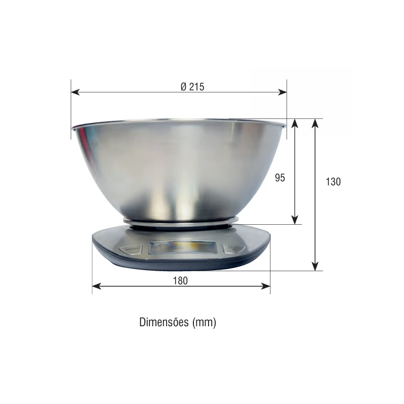 Balança Cozinha STEEL KS - Baxtran | Alcance 5 kg